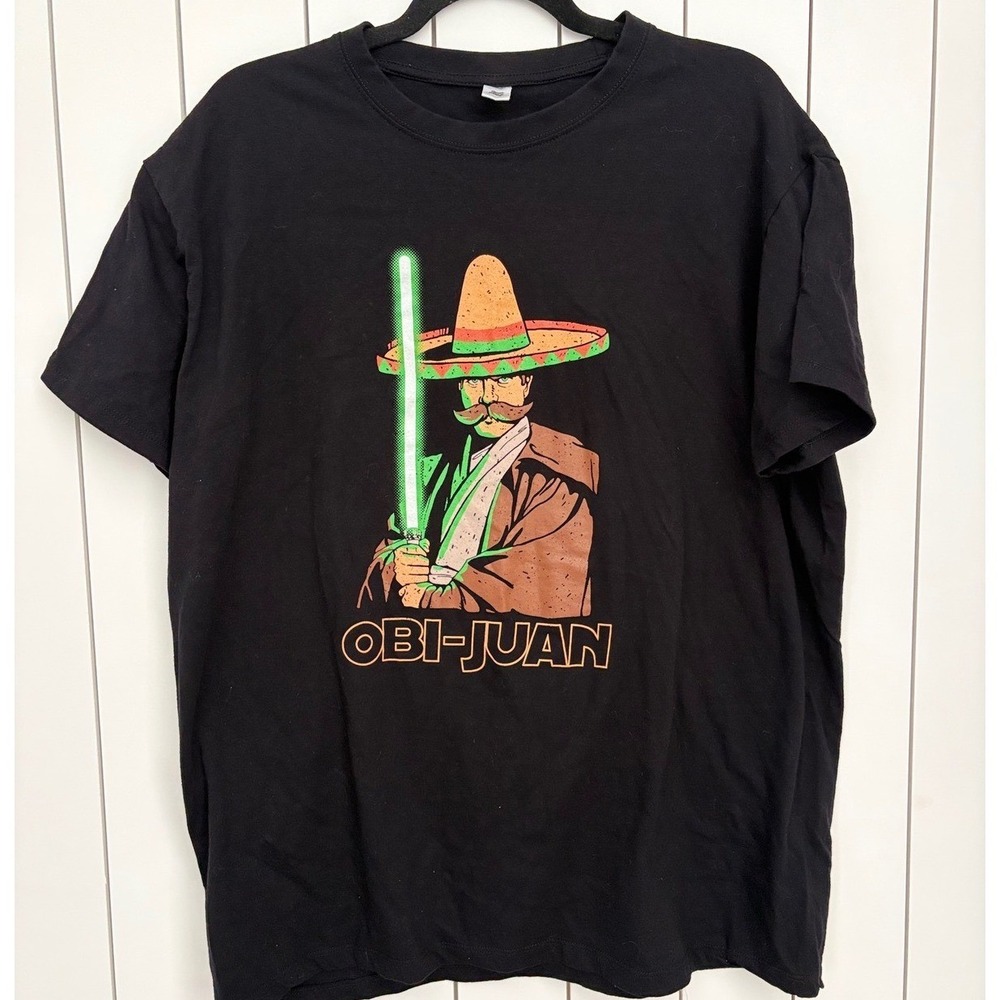 Pop Culture Parody T-Shirt Obi-Juan Graphic Pampling Men XL Black